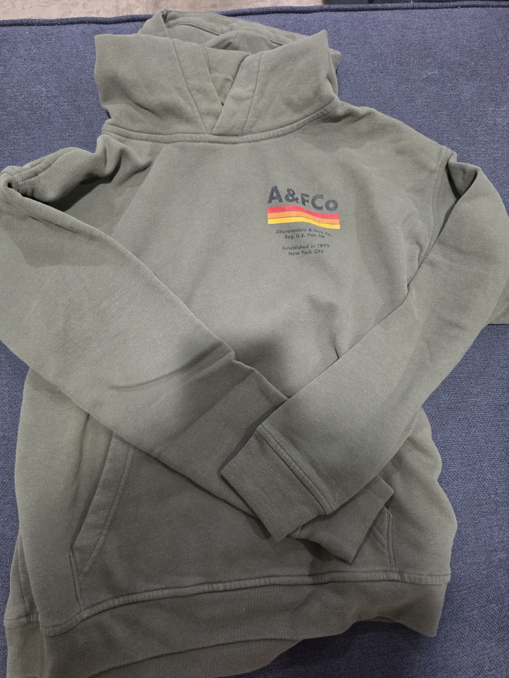 abercrombie kids Olive Green Logo Hoodie with Stripe Graphic